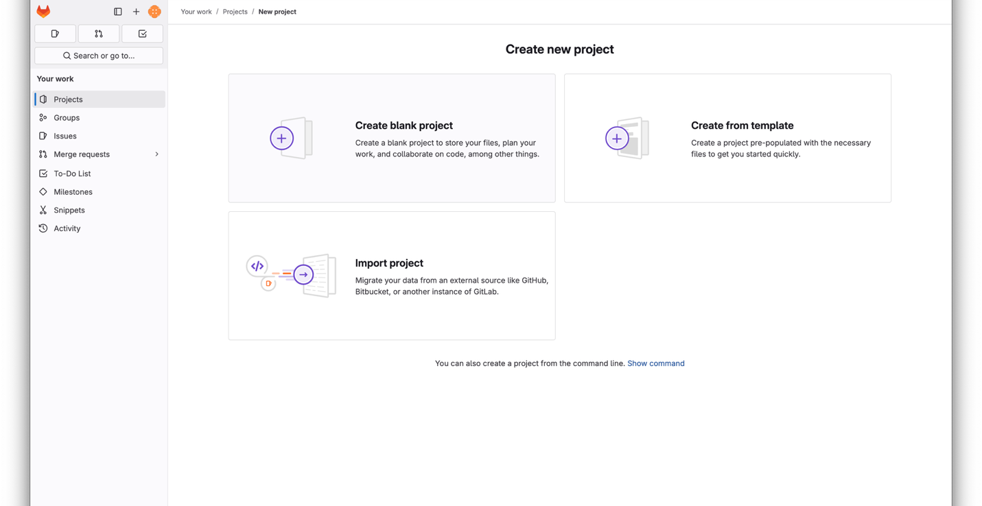 GitLab new project step 2