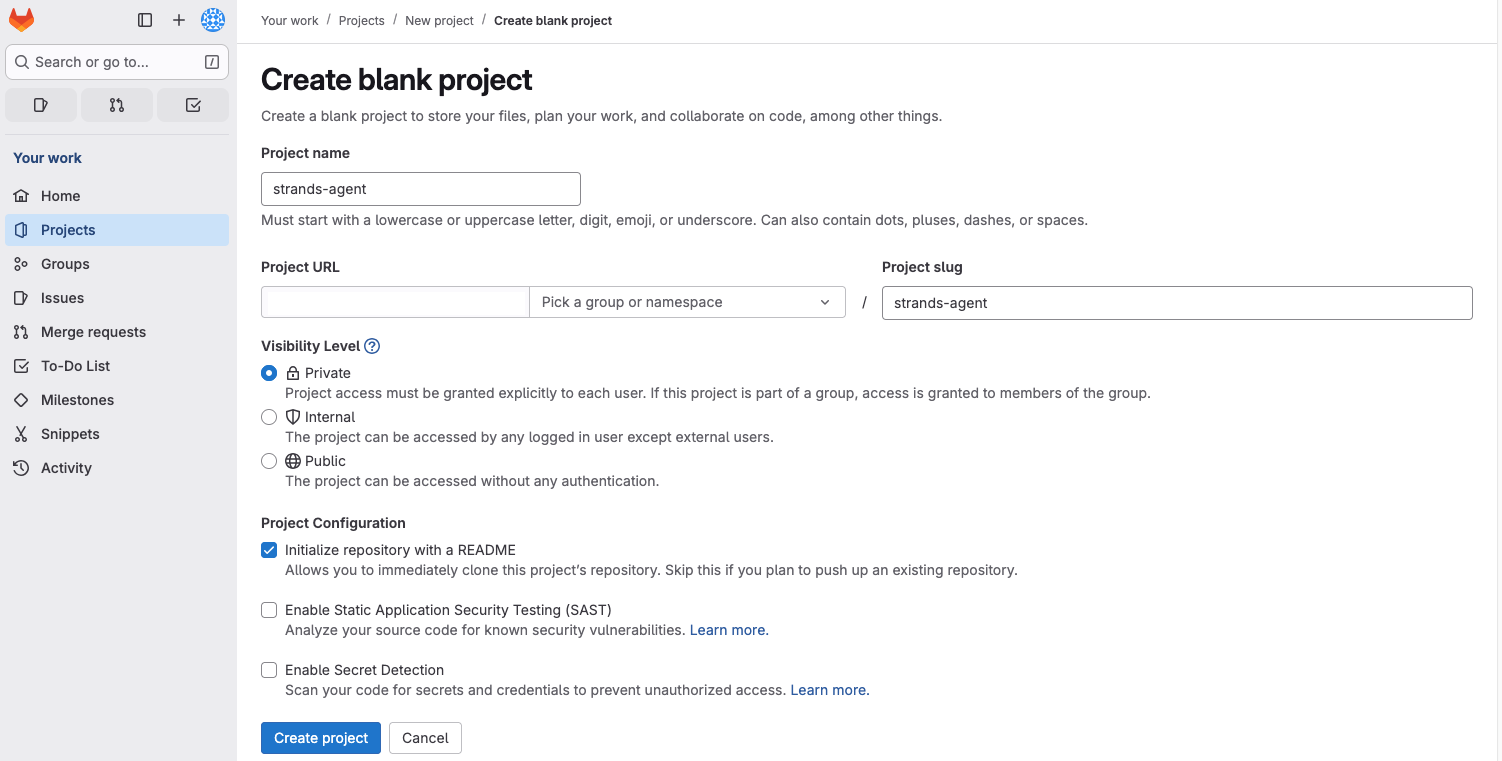 GitLab new project step 4