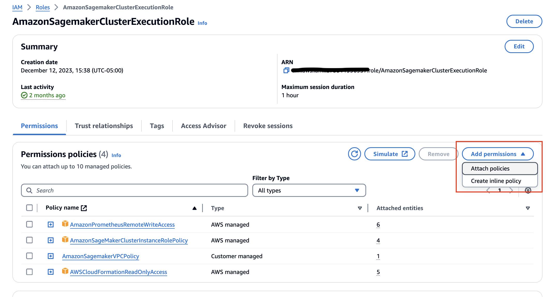 cluster execution role