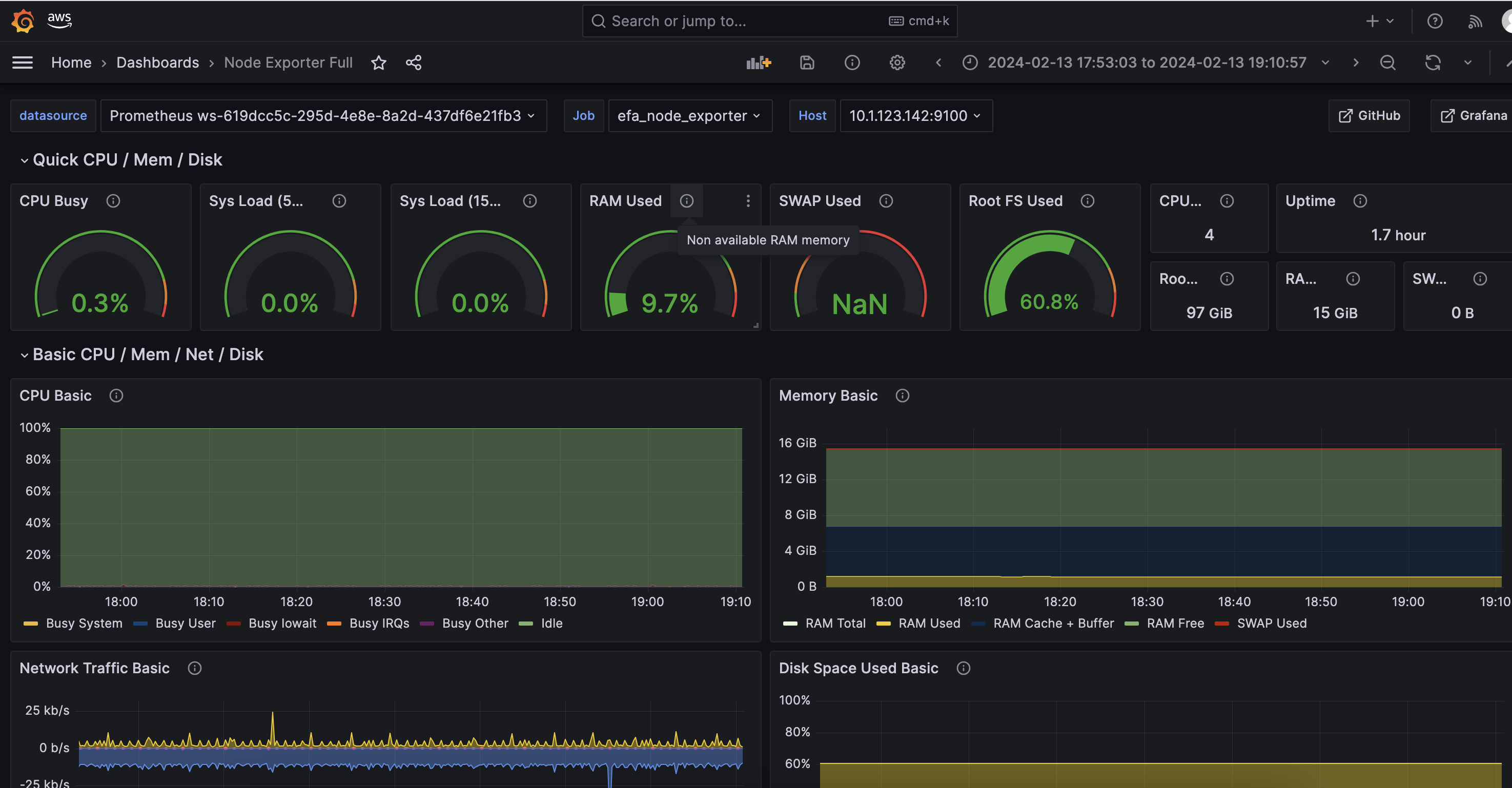EFA Node dashboard