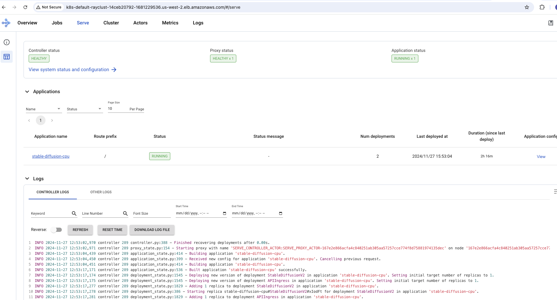 Ray Serve Dashboard