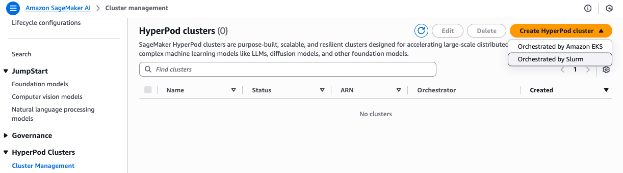 Amazon Sagemaker Hyperpod cluster creation experience