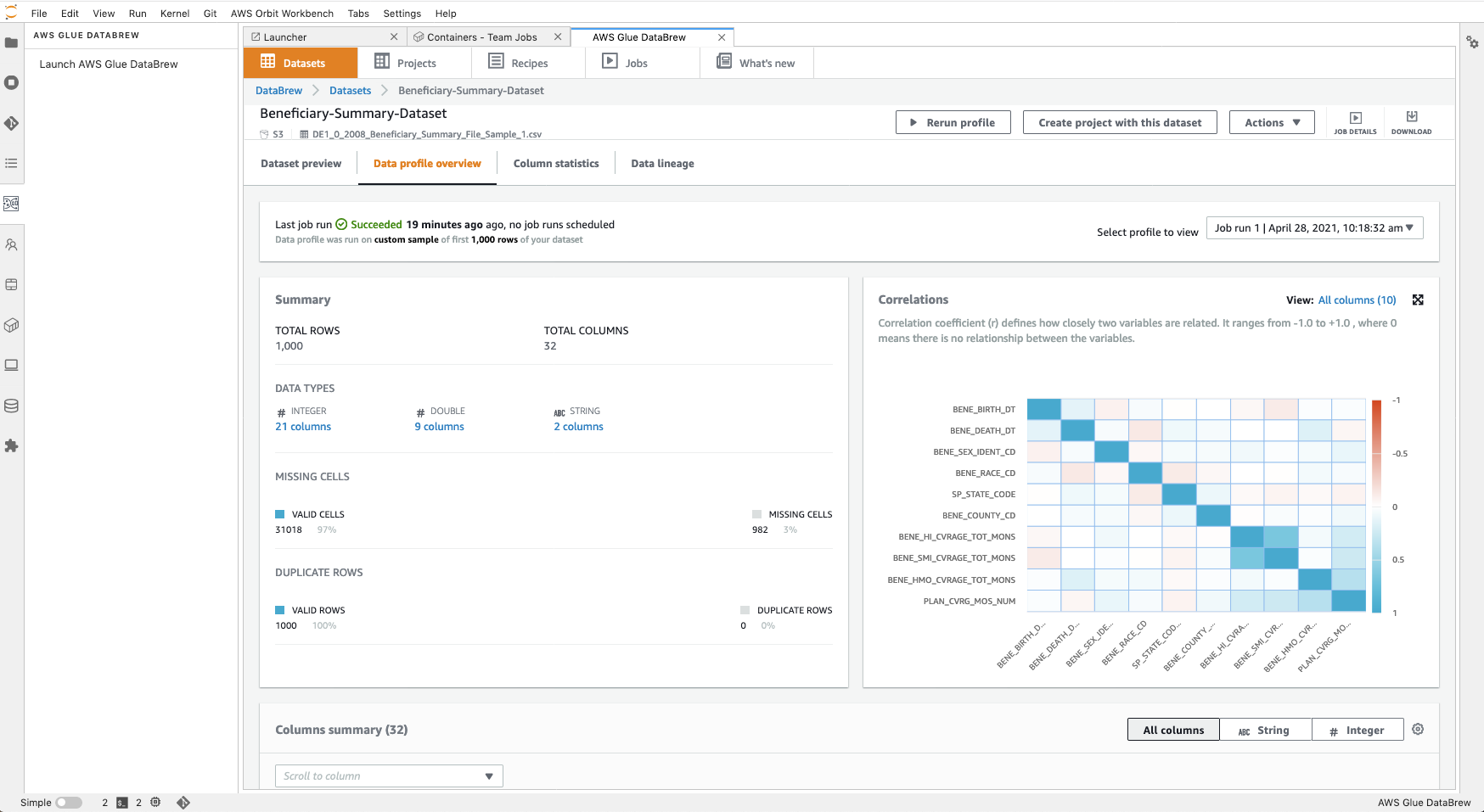 AWS Glue Data Brew