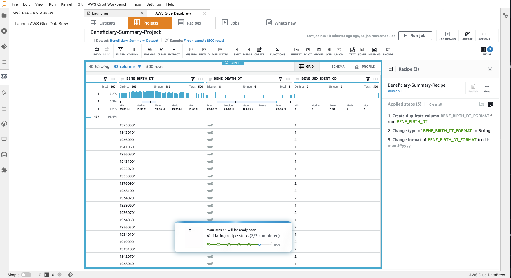 AWS Glue Data Brew