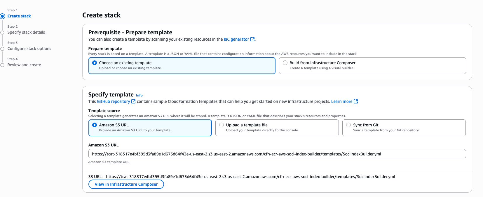 Create stack example