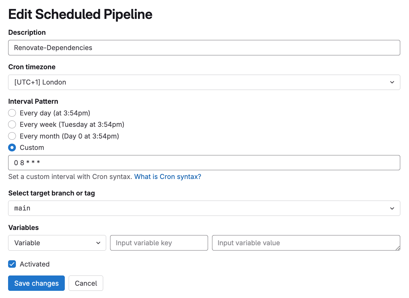 GitLab Renovate Schedule