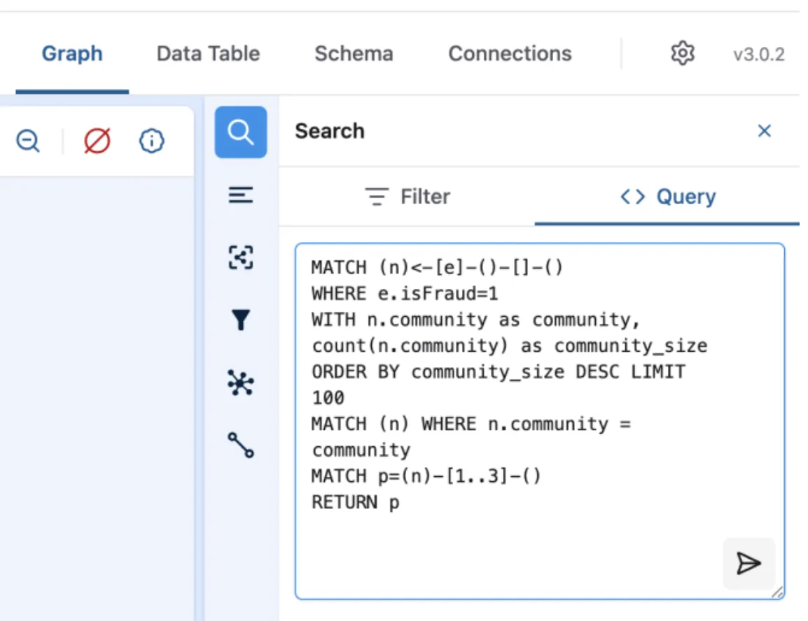 The Graph Explorer Search panel with the openCypher community query entered in the Query tab.