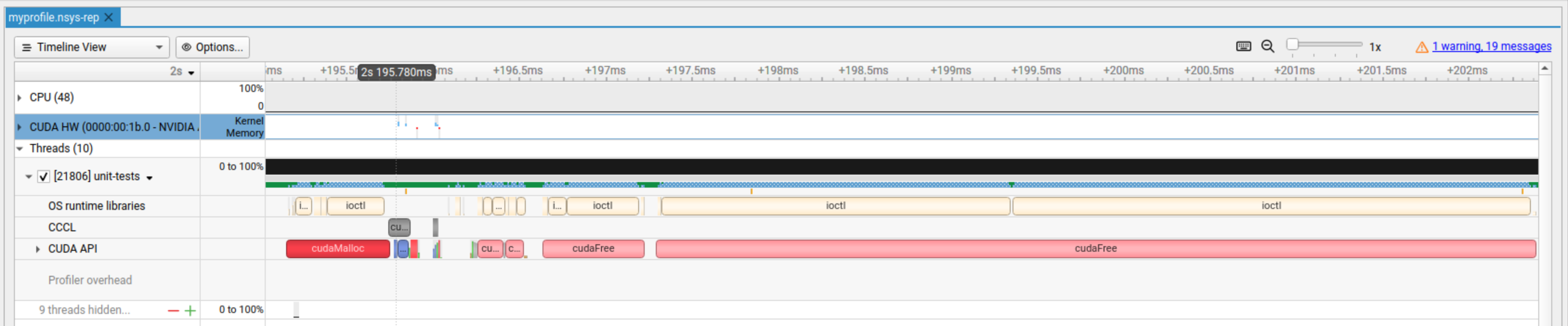 NVIDIA Nsight Systems timeline