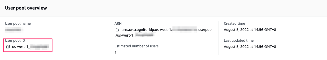 Cognito User pool ID