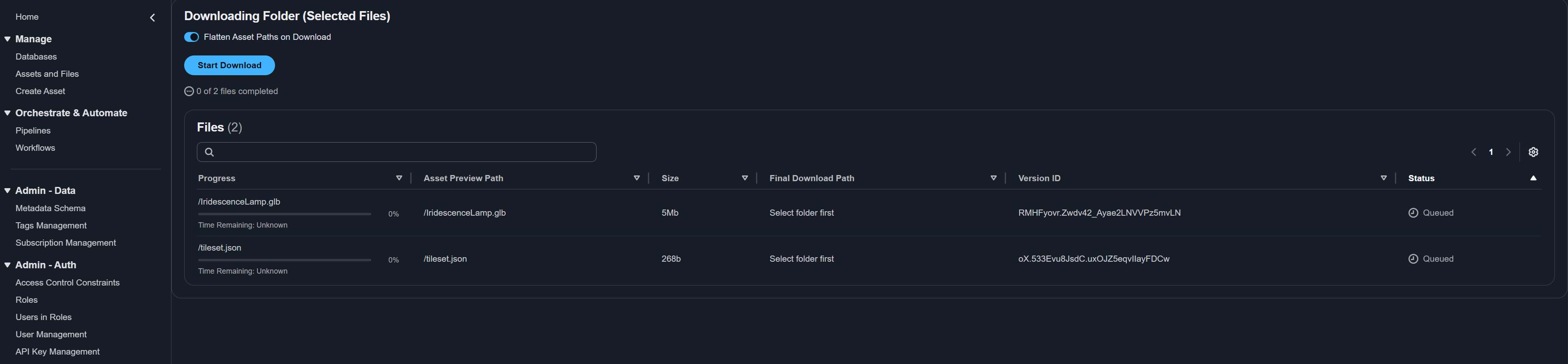 Download dialog for multiple file selection