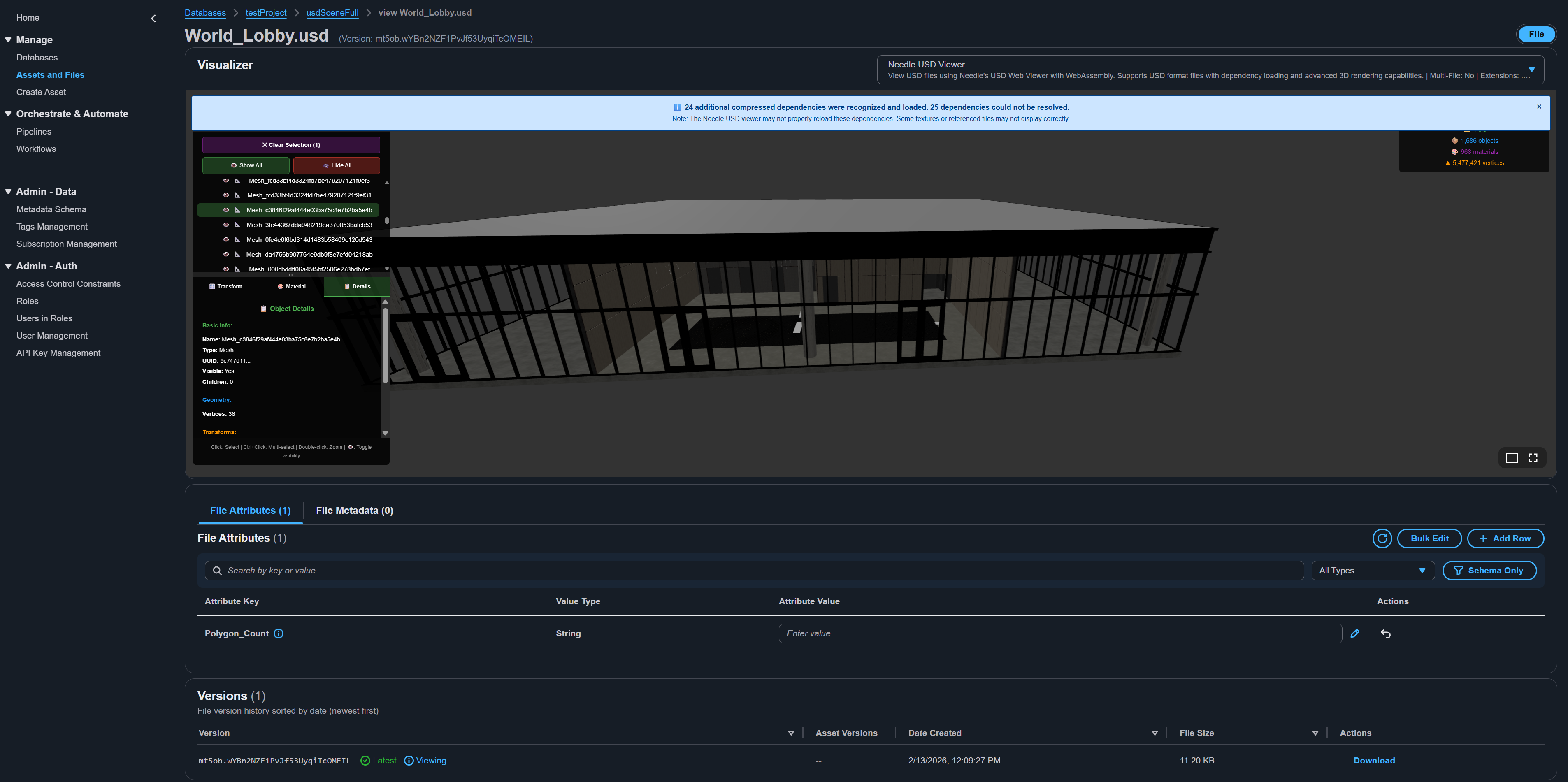 File viewer page displaying a USDZ 3D model