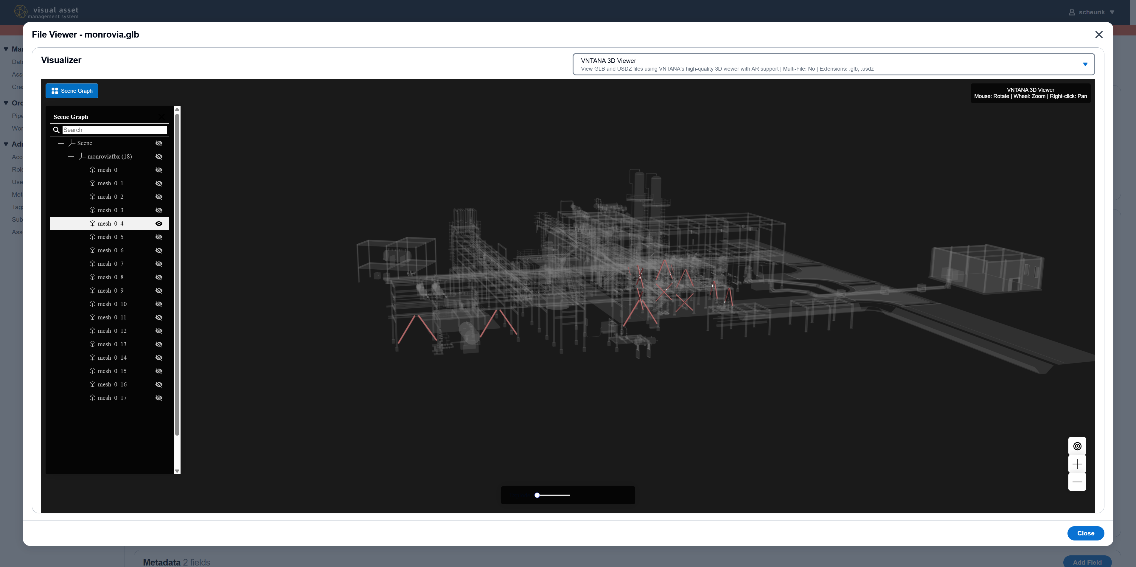 VNTANA 3D Viewer displaying a high-quality GLB model